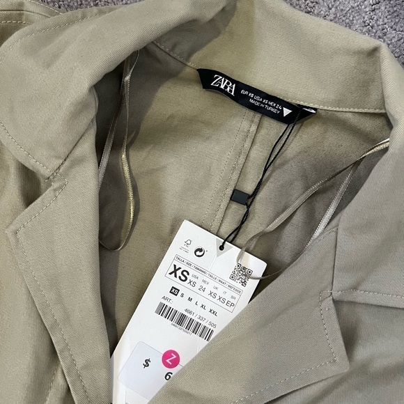 Zara Khaki Green V-Neck Belted Oversized Utility Jumpsuit - Picture 7 of 9